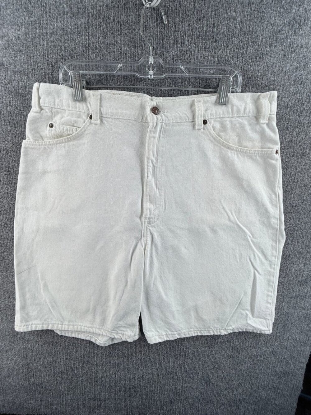 VTG Levis Orange Tab Denim Jort Shorts Mens 36 White Cotton Classic ACTL 36x8